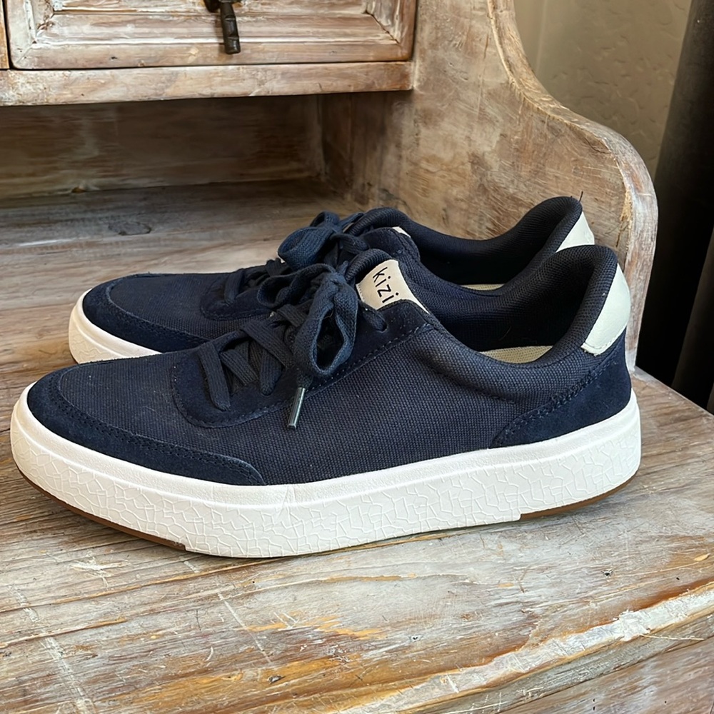💙Kizik Prague Navy Canvas Sneakers Slip On Men's 6 | Women's 7.5 Hands Free